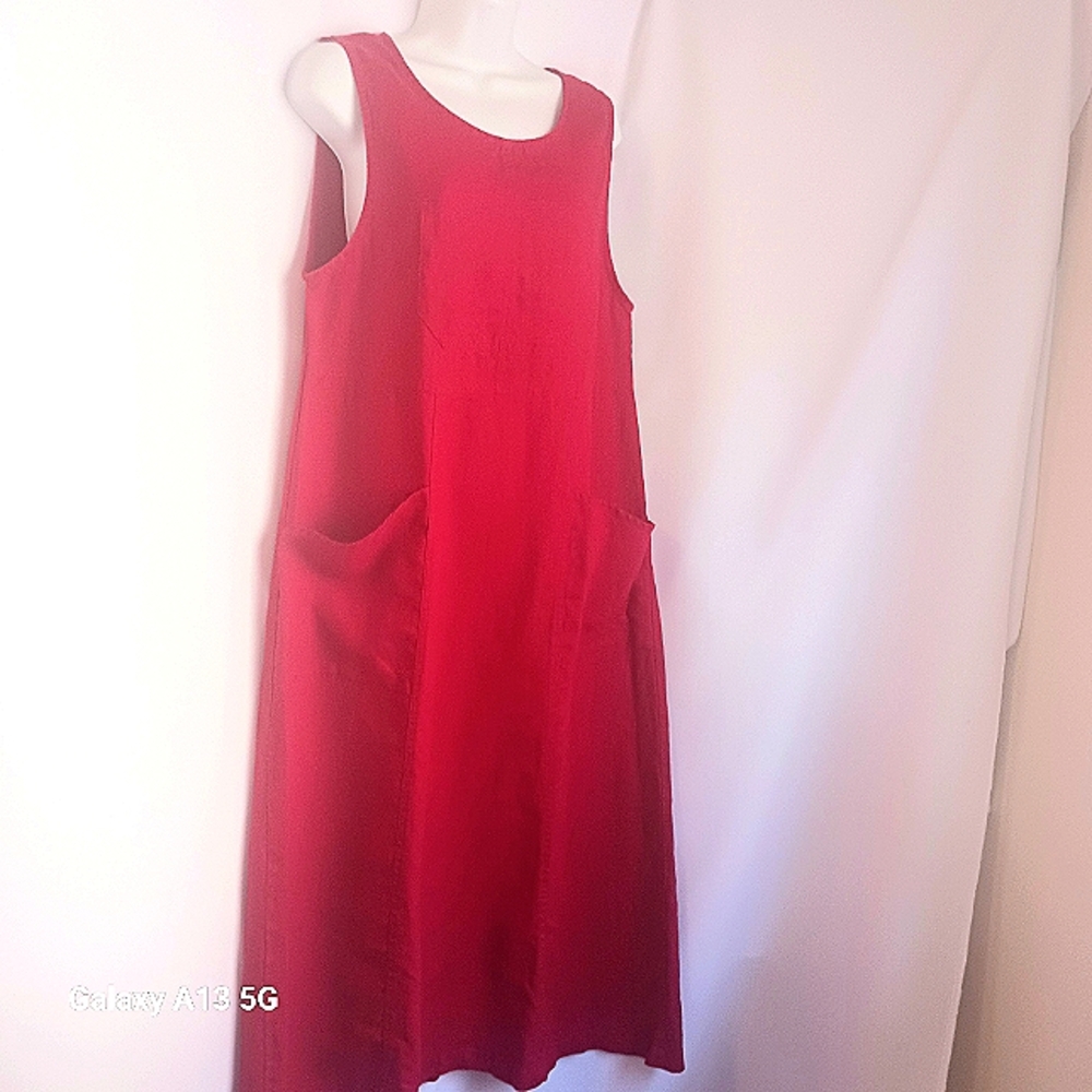 Match Women's Linen Red Sleeveless Maxi Dress Sz M